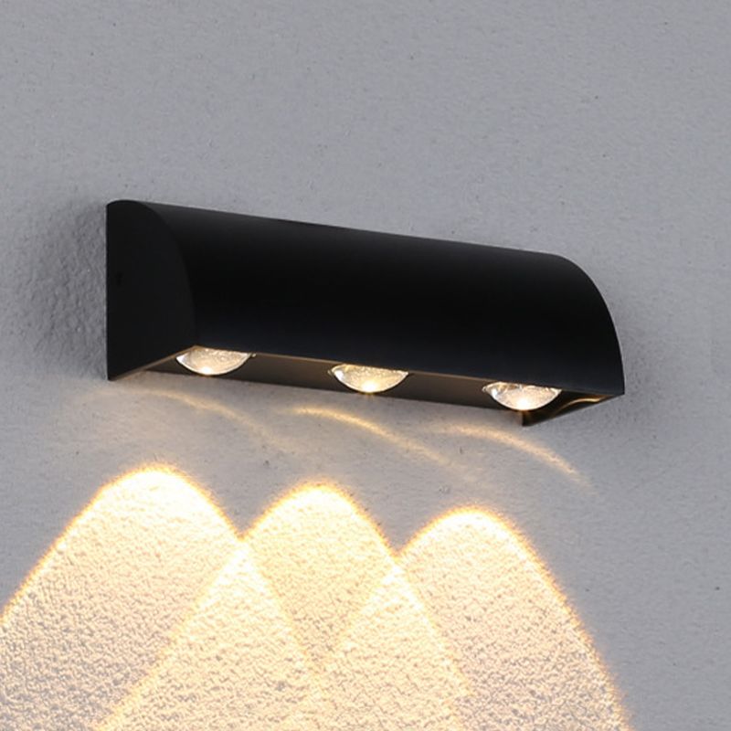 3 - Light LED Wall Flush Mount Light Fixture in Black Contemporary Metal Wall Light