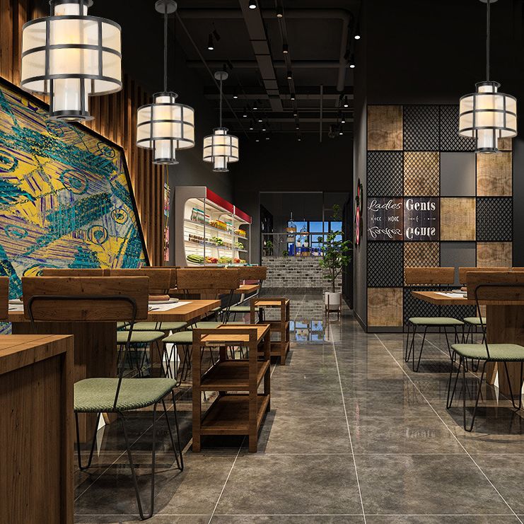 Double Cylinder Linen Shade Pendant Hanging Lamp Modern 1 Light Hanging Ceiling Light for Bedroom