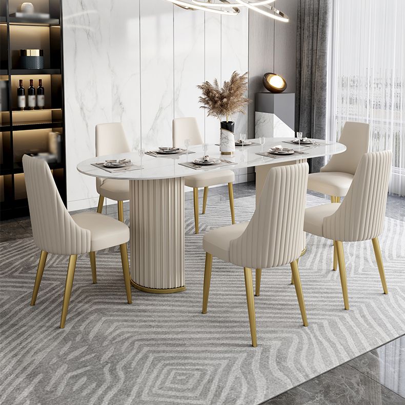 Glam 1/4/5/6/7 Pieces Dining Set Oval Sintered Stone Dining Table Set