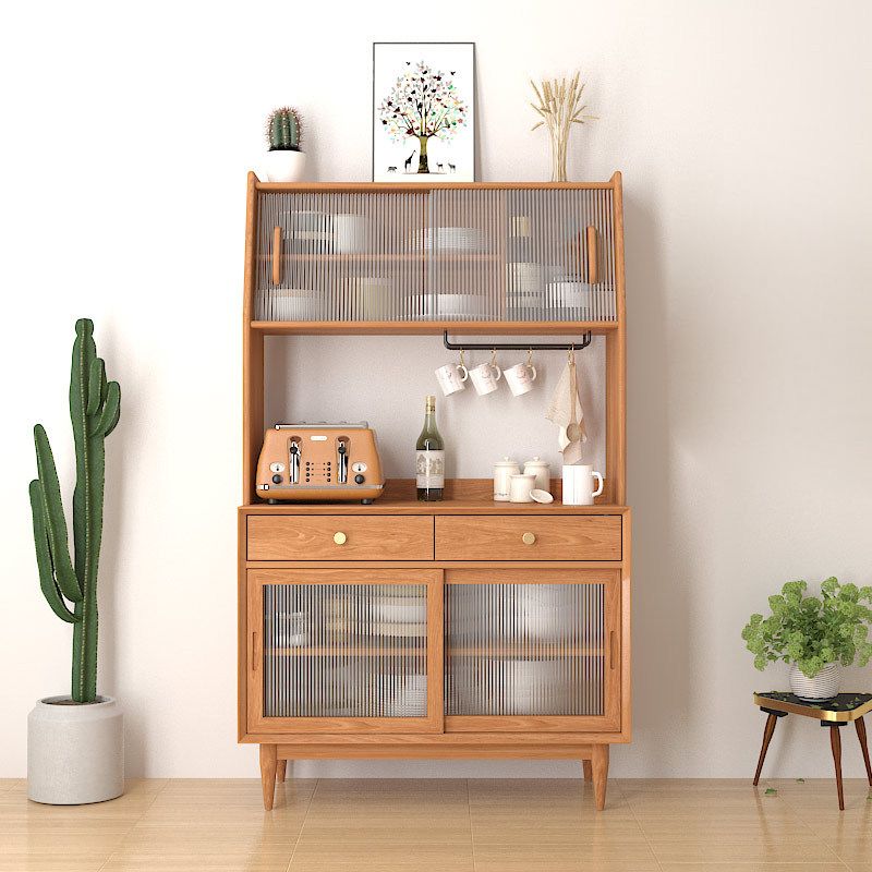 Contemporary Dining Hutch Glass Door Hutch Cabinet for Kitchen