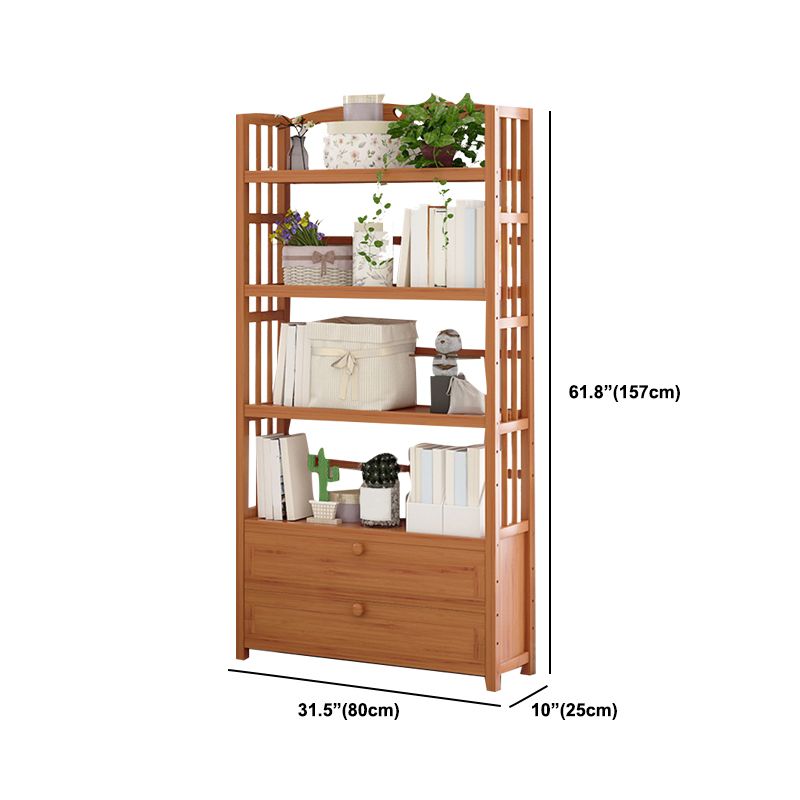 Standard Bamboo Bookshelf Contemporary Brown Open Shelf Bookcase