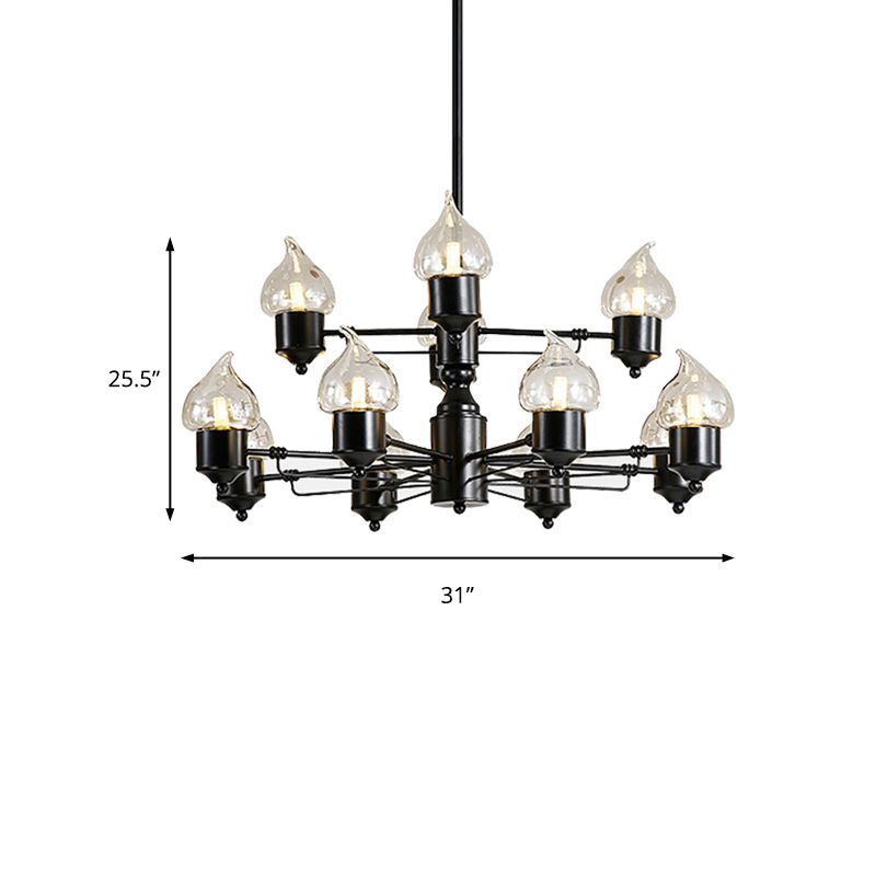 Zweistaats Wohnzimmer Anhänger Kronleuchter traditionelles Metall 12 Lichter Schwarze Hängevorrichtung mit Kerzenschatten
