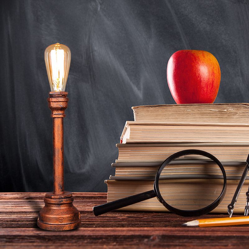 1 Light Exposed Table Lighting Industrial Style Copper / Antique Black Metal Table Lampe avec conception de tuyaux pour restaurant