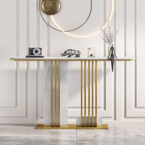 Scratch Resistant Rectangle Table 11.81" W x 31.49" H Stone Table for Hall