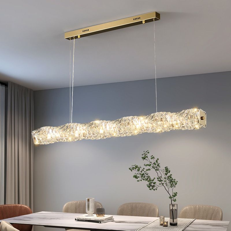 Single Modernism Chrome/Golden Ceiling Light LED Crystal Kitchen Island Lighting for Foyer