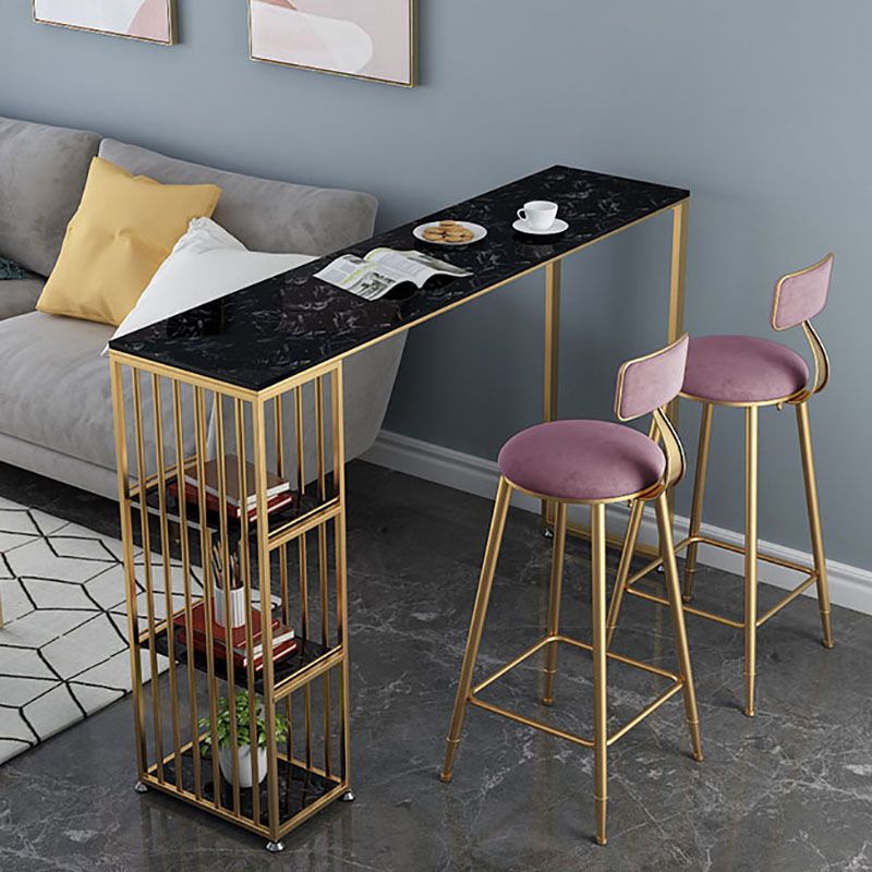 Glam Style Rectangle Counter Table Marble Top 42-inch Height Table for Living Room