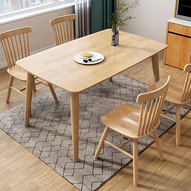 Glam Solid Wood Kitchen Dining Table Rectangle Shape Standard Dining Table with 4 Legs Base