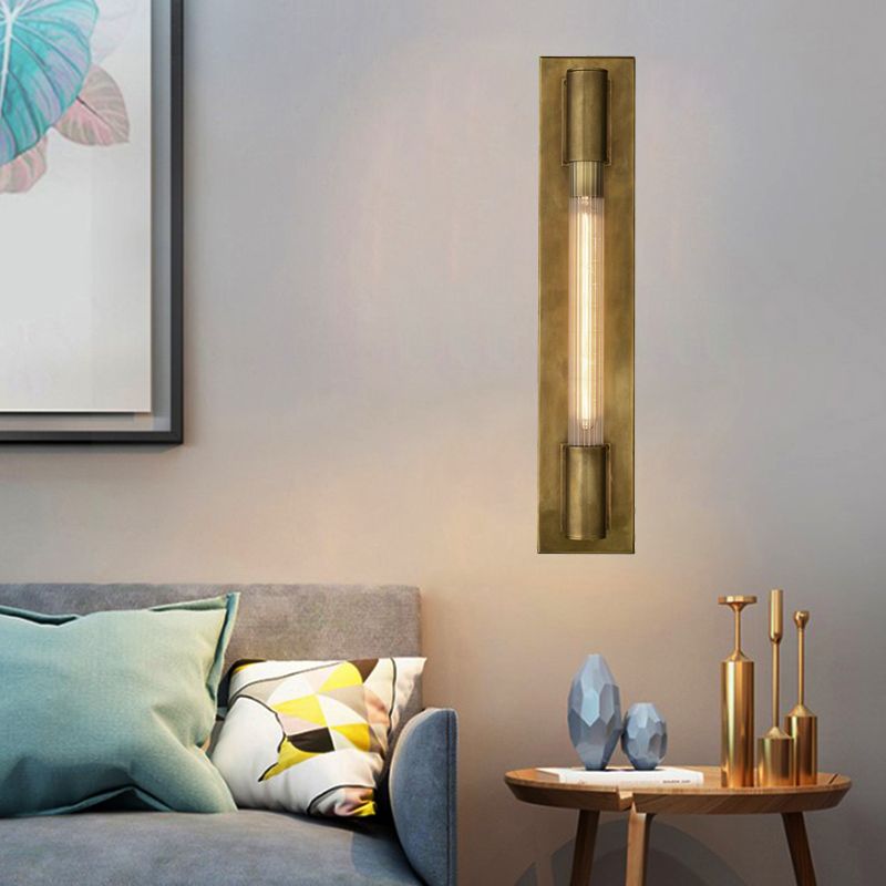 Pipe Metal Sconce Light Colonial 1 Head Black/Gold Wall Lighting Fixture for Living Room