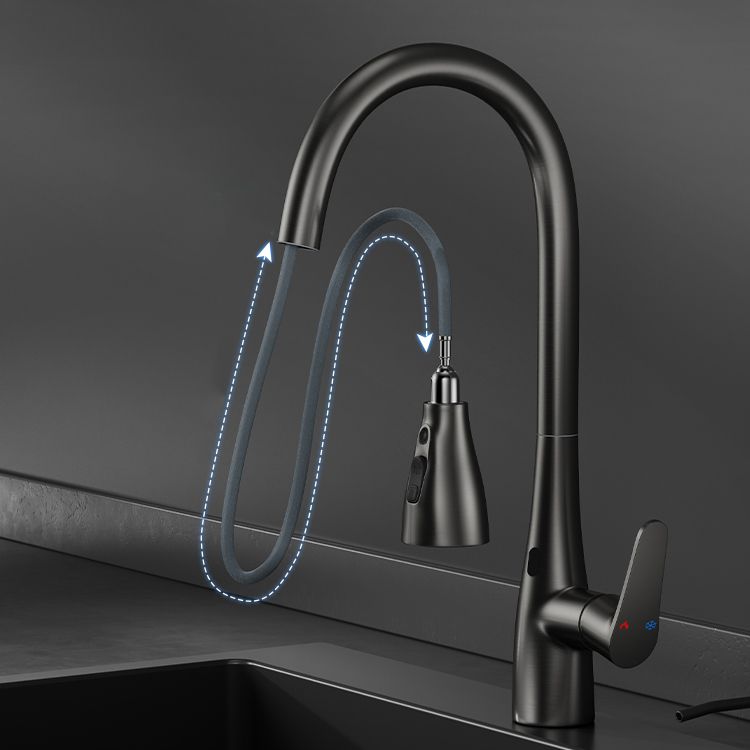 Touchless Sensor Kitchen Bar Faucet Swivel Spout with Pull Down Sprayer