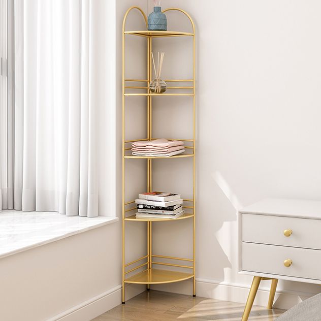 Modern Style Corner Bookshelf Open Back Metal Bookcase for Home