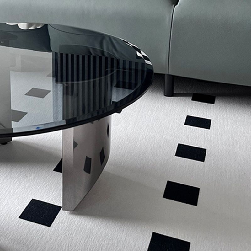 Black Glass Top Coffee Table Modern Round 3 Legs Cocktail Table