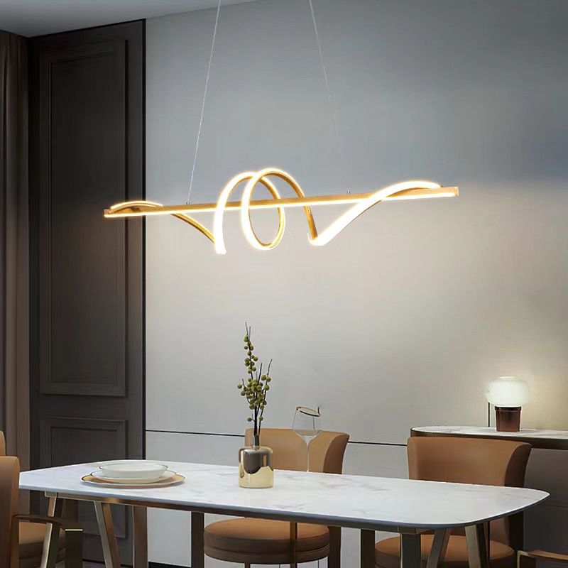 Dining Room Island Chandelier Light Metal LED Minimalist Hanging Chandelier