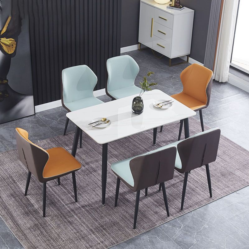 Contemporary Style Metal Chairs Wingback Side Kitchen Dining Room Chair