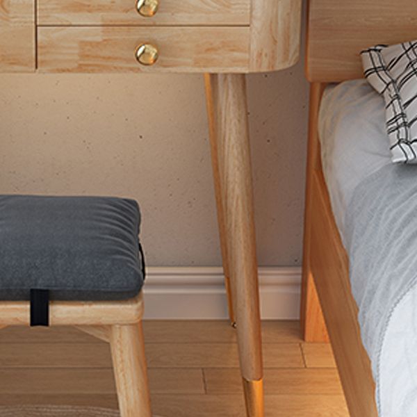 Modern Drawers Dressing Table Solid Wood Dresser Mirrored Vanity Set