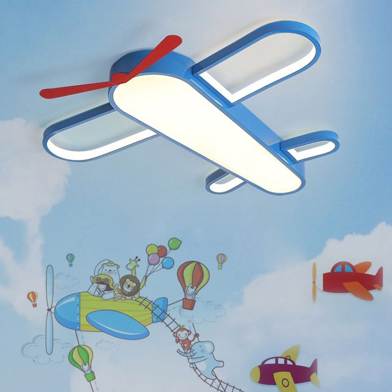 Plafonnier LED en forme d'avion, style enfant, plafonnier en acrylique pour chambre à coucher, bleu
