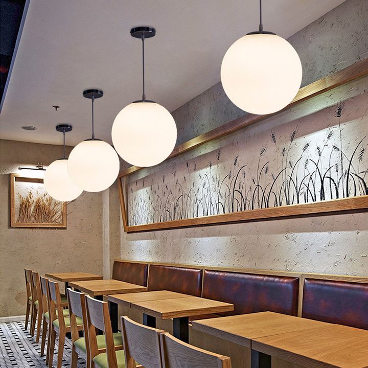 Moderna sfera di design minimalista lampada sospesa Opal Glass Glass Glass 1 Luce Light Light