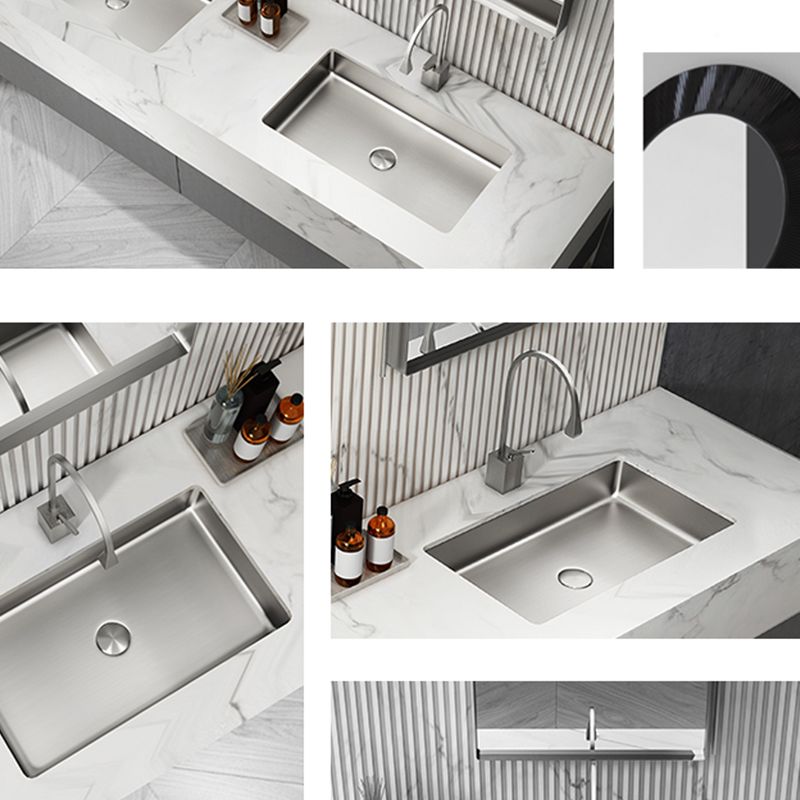 Modern Bathroom Sink Rectangular Metal Drop-in Bathroom Sink with Pop-Up Drain