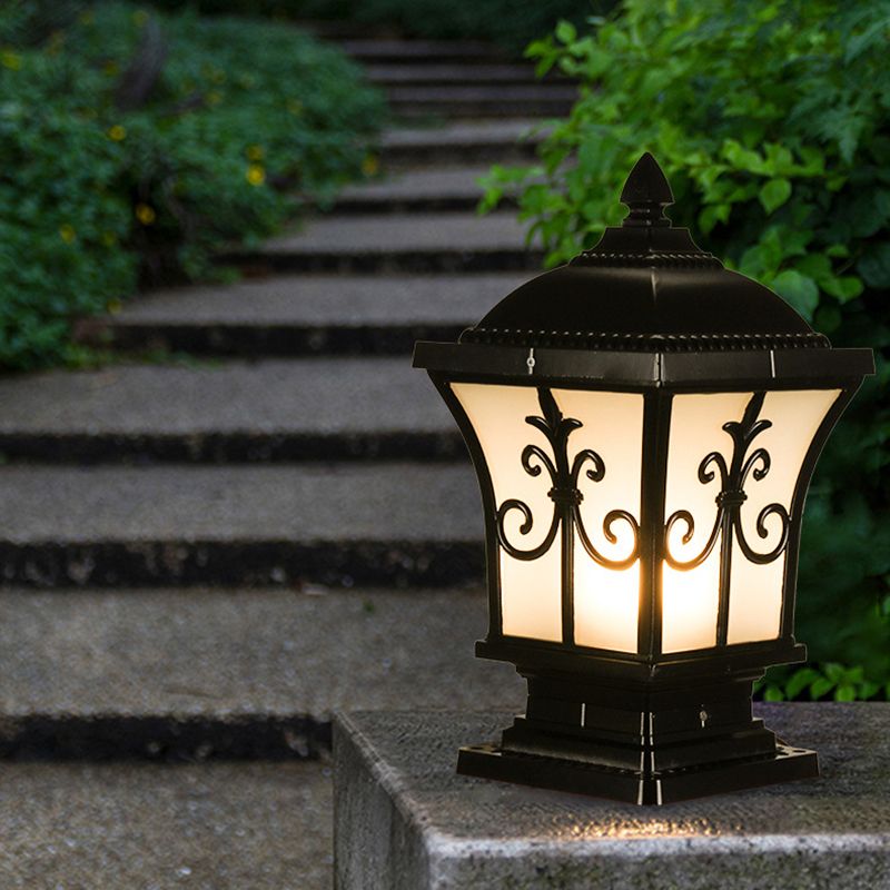 Black Outdoor Lights Waterproof Square Pillar Lamp for Garden