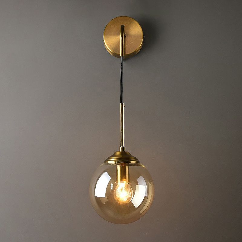 Industrial Style Ball Shade Wall Lamp Glass 1 Light Sconces for Bedroom