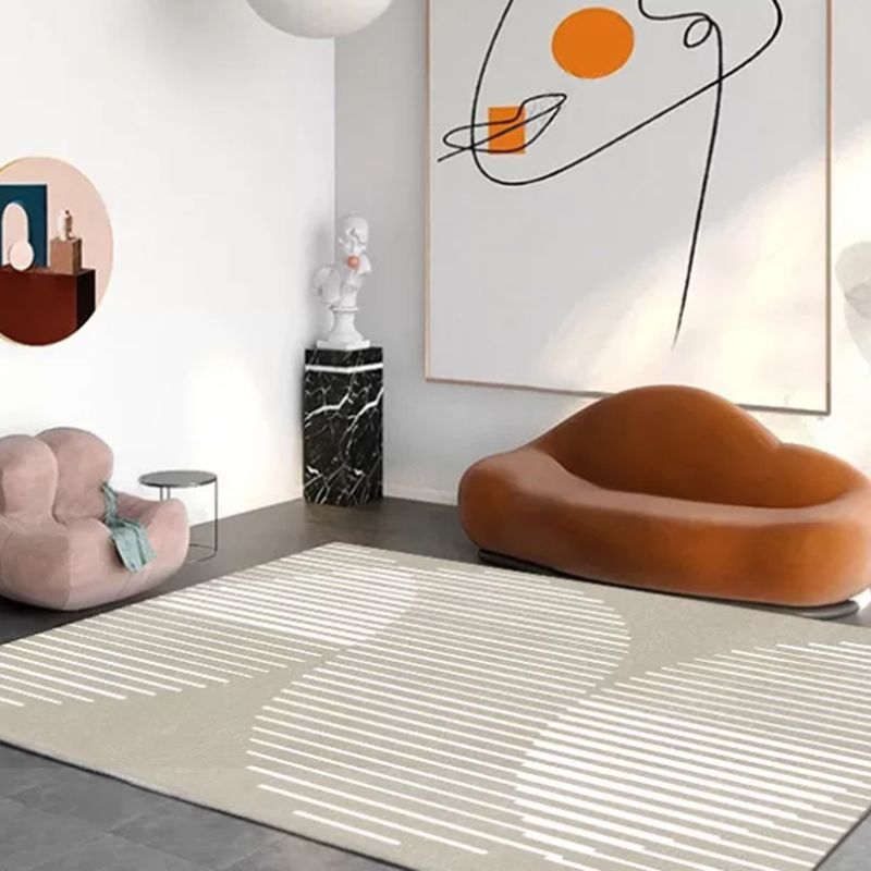 Apricot Abstract Indoor Carpet Polyester Minimalist Rug Anti-Split for Home Decoration