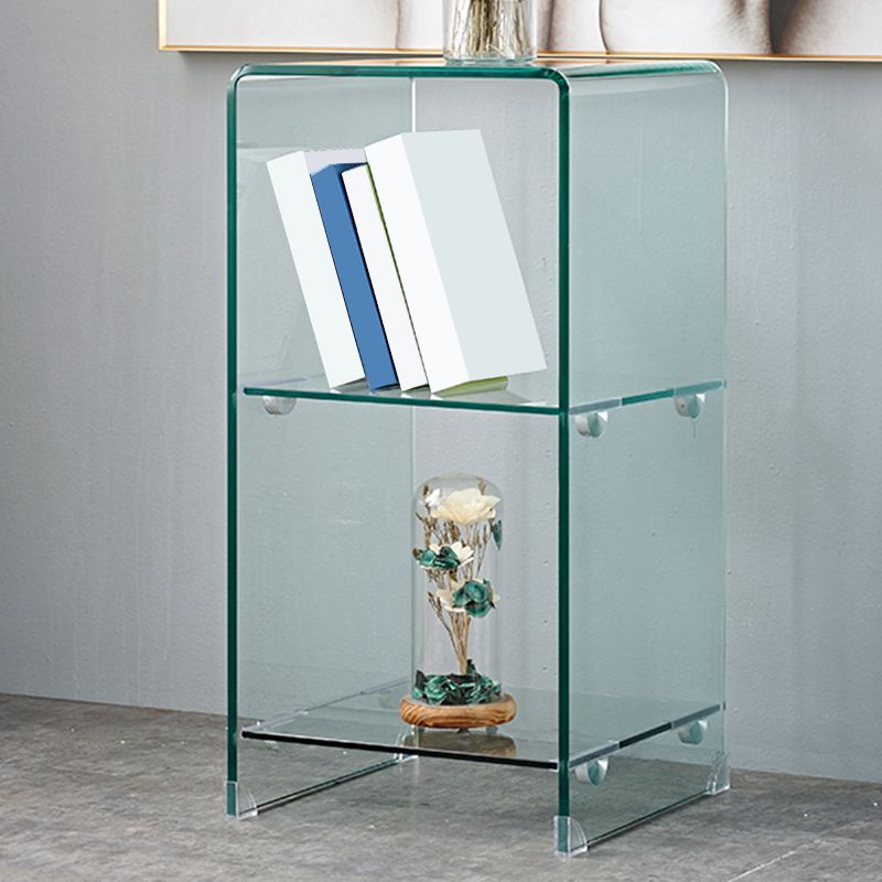 Modern Glass Square Side End Table Sled Corner Table for Living Room