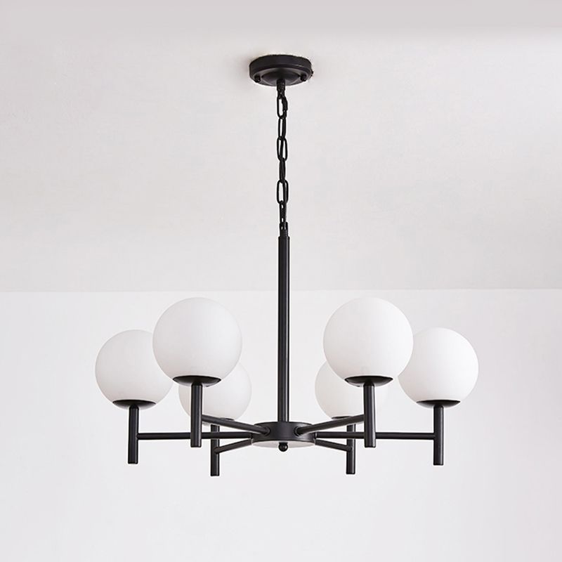 Wereldwijde melkglas hanglampverlichting armaturen moderne stijl multi -lights kroonluchter licht in zwart