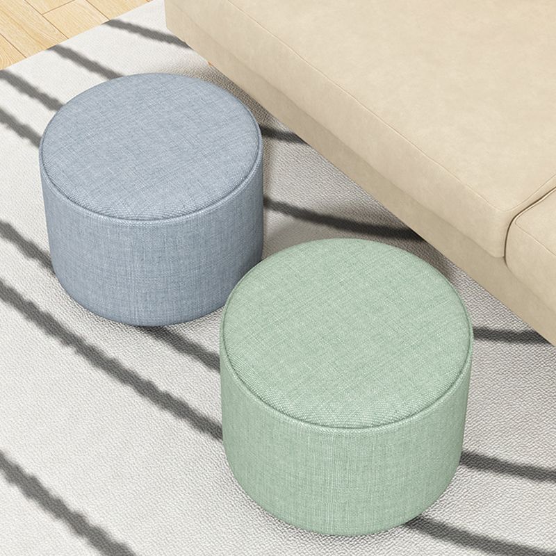 Contemporary Footstool Ottoman Fabric Upholstered Solid Color Round Ottoman