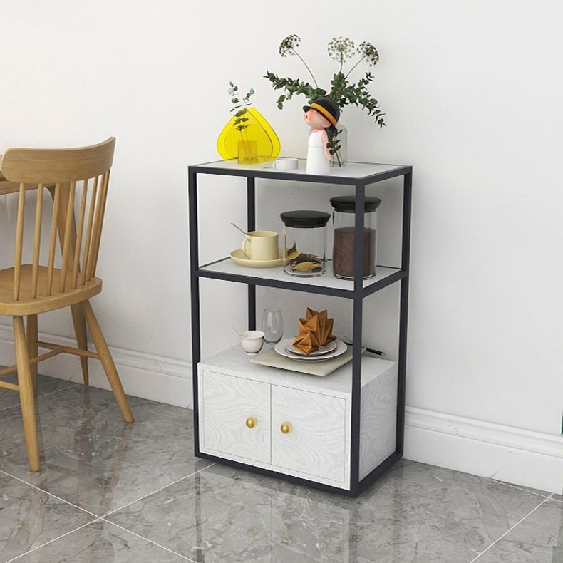 Glam Style Open Bookshelf Etagere Shelf Bookcase with Cabinet for Home