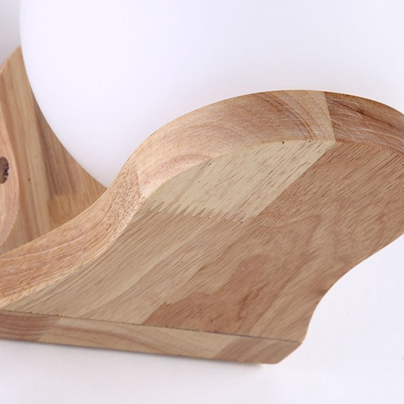 Japanese Style Wall Light Fixture Solid Wood Geometric Wall Sconce for Bedroom