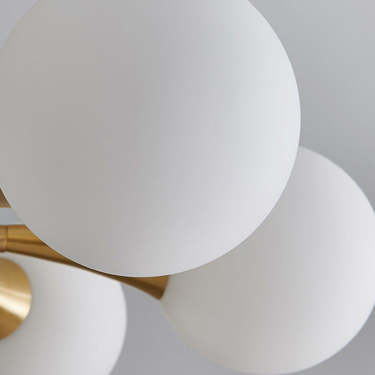 4/6-Light Golden Modern Flush Mount Lighting Glass Ceiling Light for Bedroom
