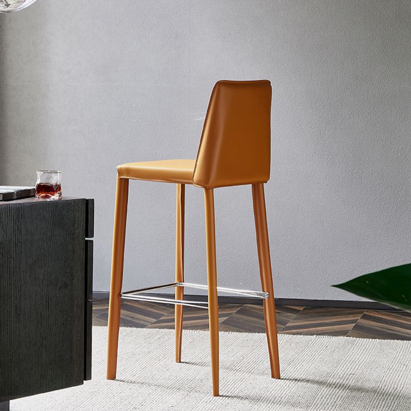 Leather Bar Stool Modern Low Back Counter Stool for Dining Room