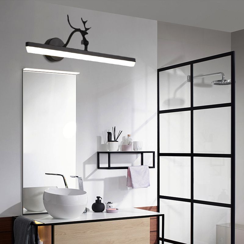 Luce a parete a LED con tonalità in metallo lineare classico bagno vanità per vanità in nero, 16,5 "/28"/38 "di larghezza