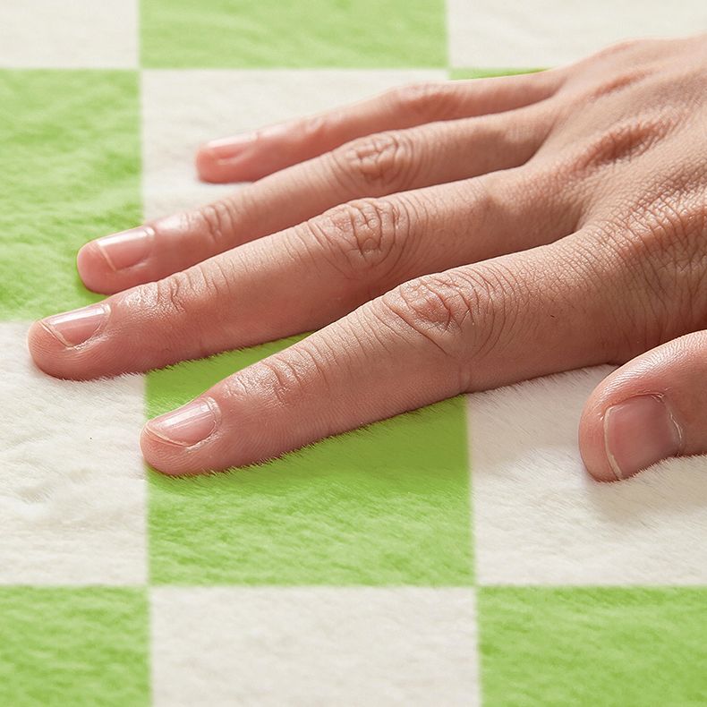 Color Mixed Minimalist Rug Polyester Buffalo Plaid Area Rug Anti-Slip Backing Carpet for Home Decor