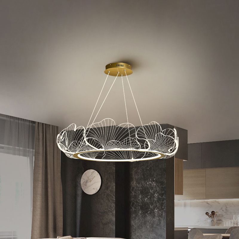 Flower Shape Chandelier Lamp Modern 1 Light LED Hanging Light for Bedroom