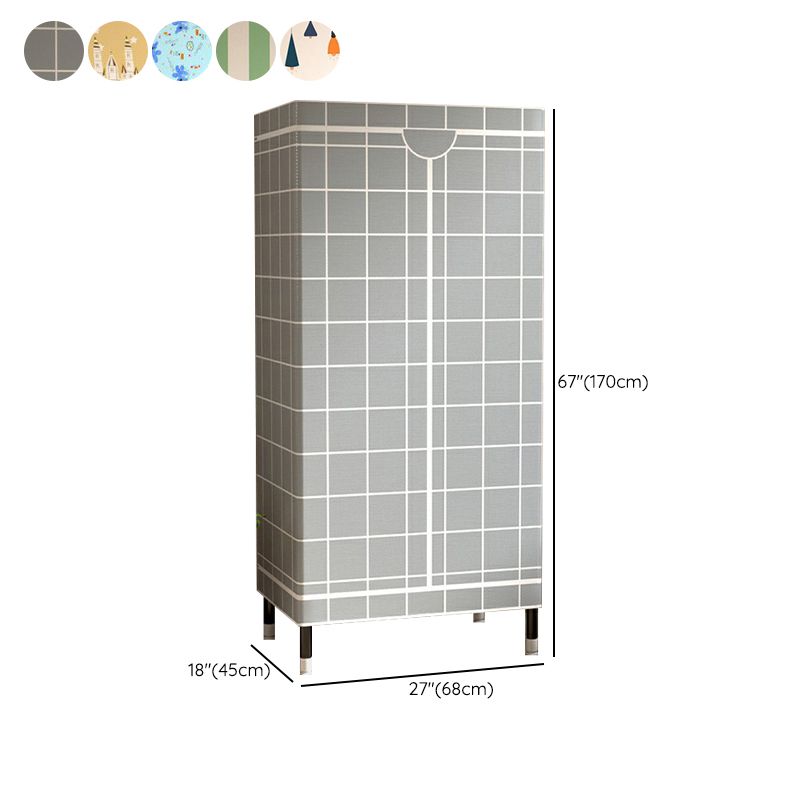 Contemporary Wardrobe Cabinet with Shelves Steel Wardrobe Armoire