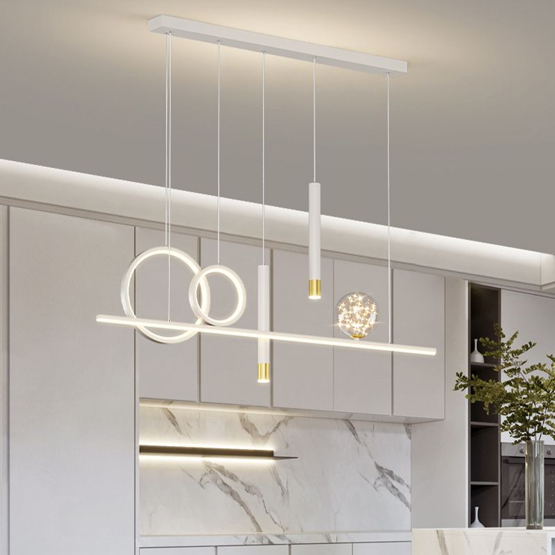 Black/White/Grey Kitchen Island Lighting 6-Light Modern LED Island Pendant Lighting