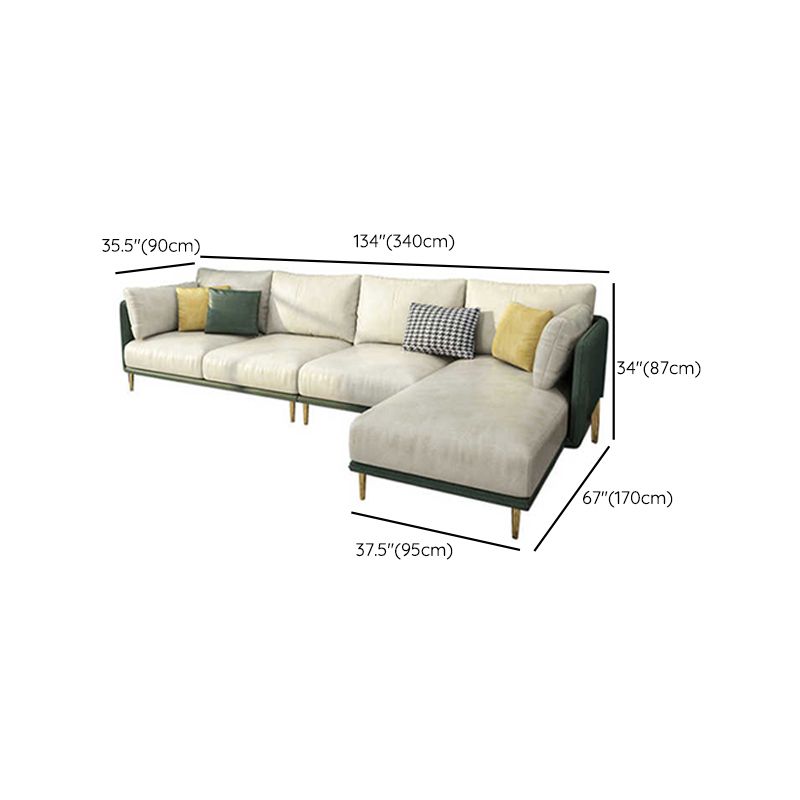 66" Wide Glam Sectional Sofa Leather L-Shape Stain-Resistant Sectionals