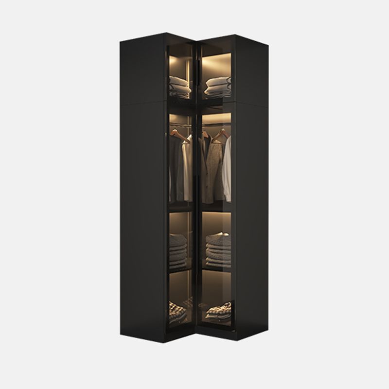 Modern Style Wardrobe Black Colour Glass Wardrobe Closet for Bedroom
