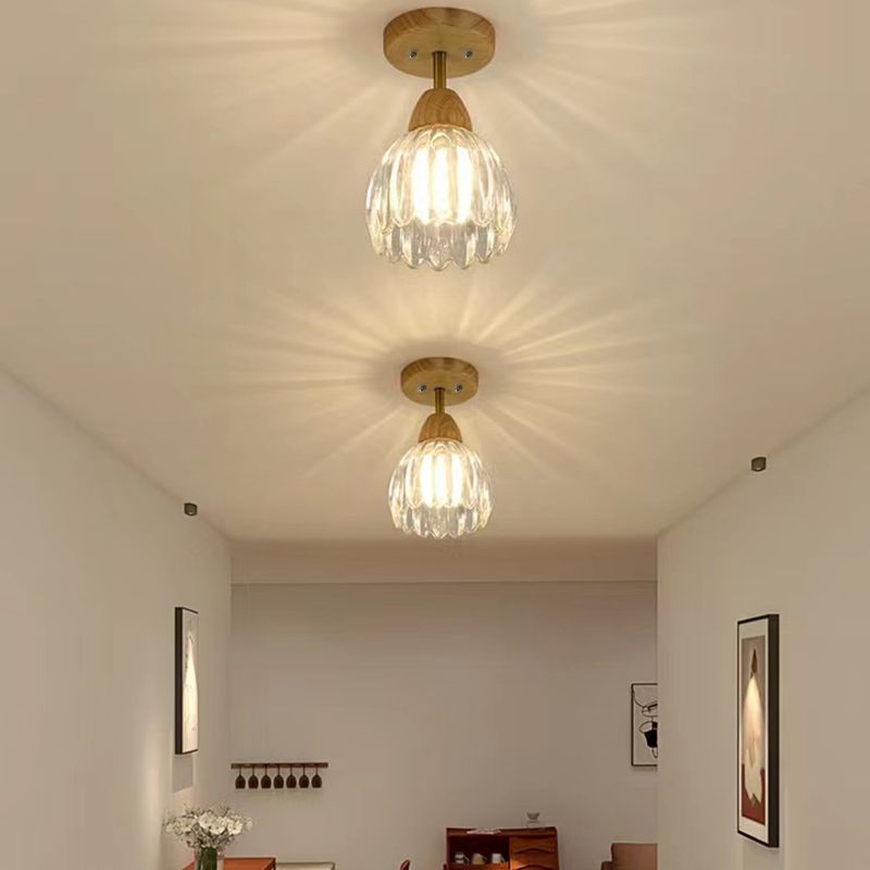Modern Simple Wooden Ceiling Light Bell Shape Ceiling Lamp for Bedroom