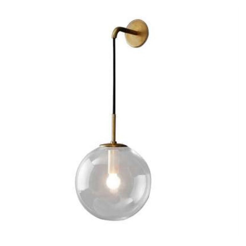 Postmodern Style Round Shade Wall Sconce Transparent Glass 1 Light Sconces for Bedroom
