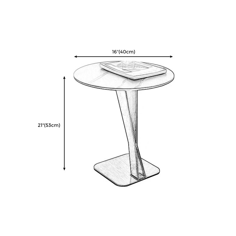 Pedestal Base Design Rock Plate Top White/black/white Gold/black Gold Round Side Table