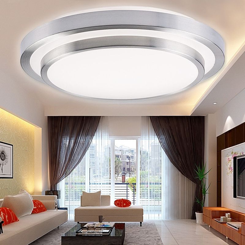 Luces de techo de montaje en superficie LED circulares de estilo moderno Luz de techo empotrada de aluminio en plata