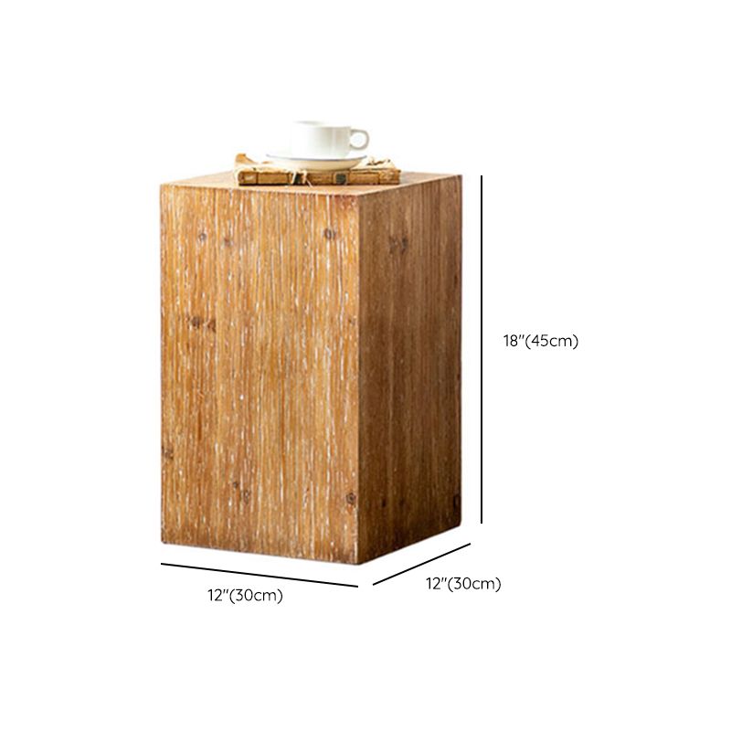 Distressed Wood Square End Table Set 11.8" W Block Sofa Side Accent Table