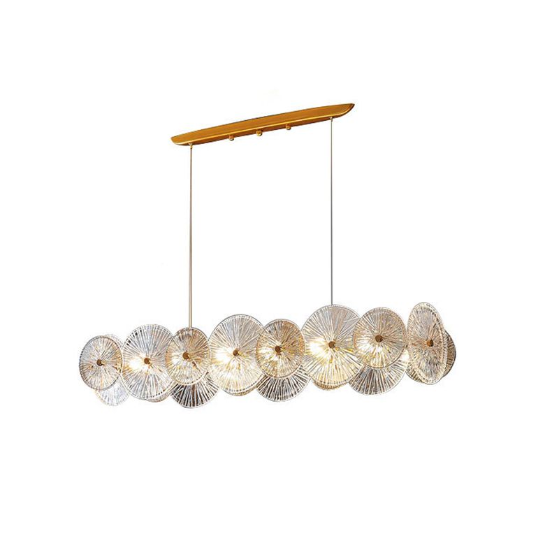 Modern Chandelier Circle Island Light Fixture Glass 12 Light Island Ceiling Light in Gold