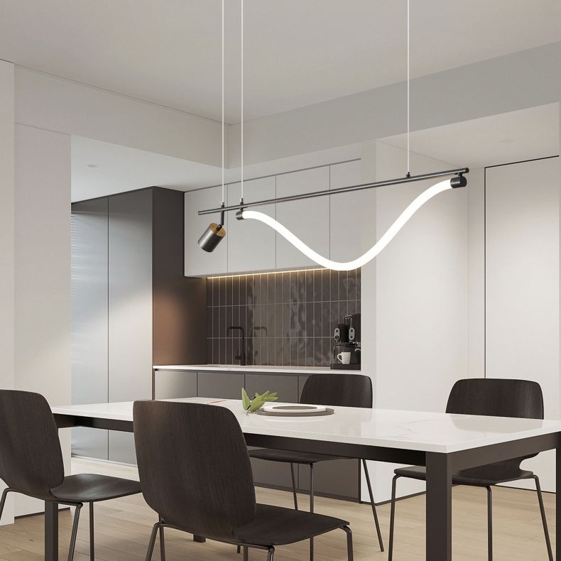 Modern 2-Light Black Kitchen Island Lighting LED Island Pendant Lighting