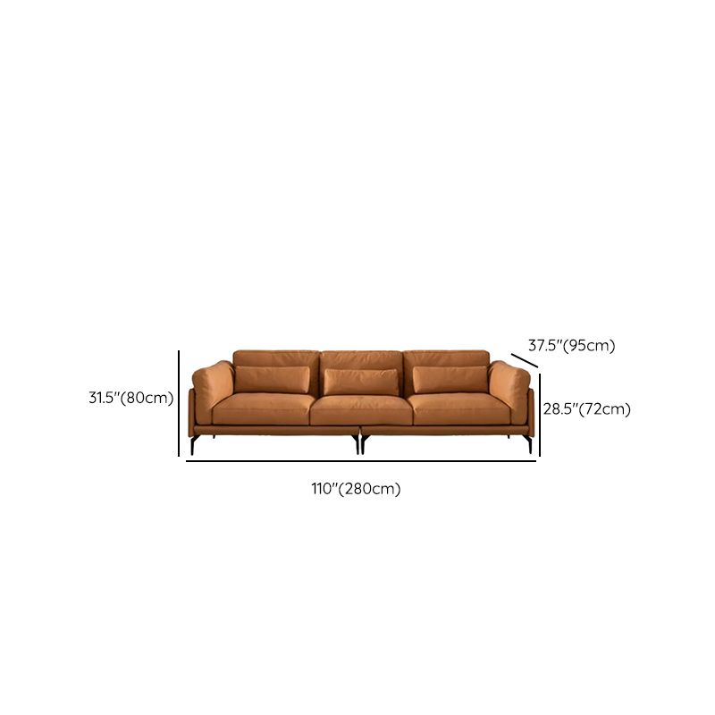 31"H Scandinavian Sectional Sofa Leather Sectional with Bostol Pillows