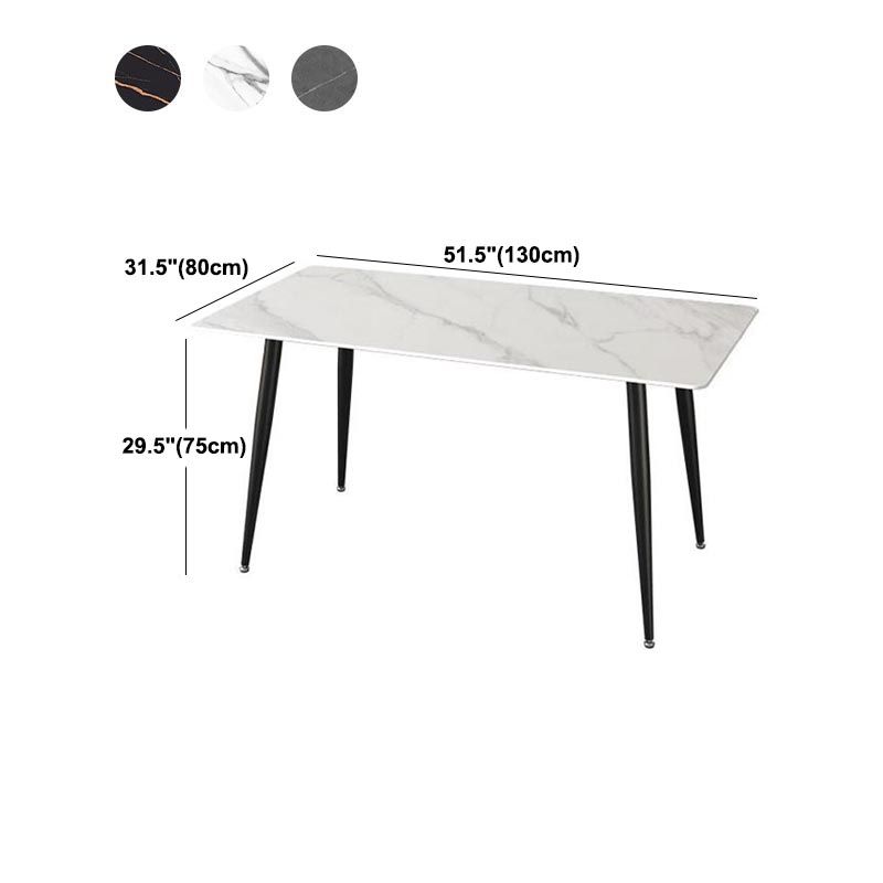 Mesa de comedor de rectángulo industrial de metal Mesa de piedra sinterizada con piernas