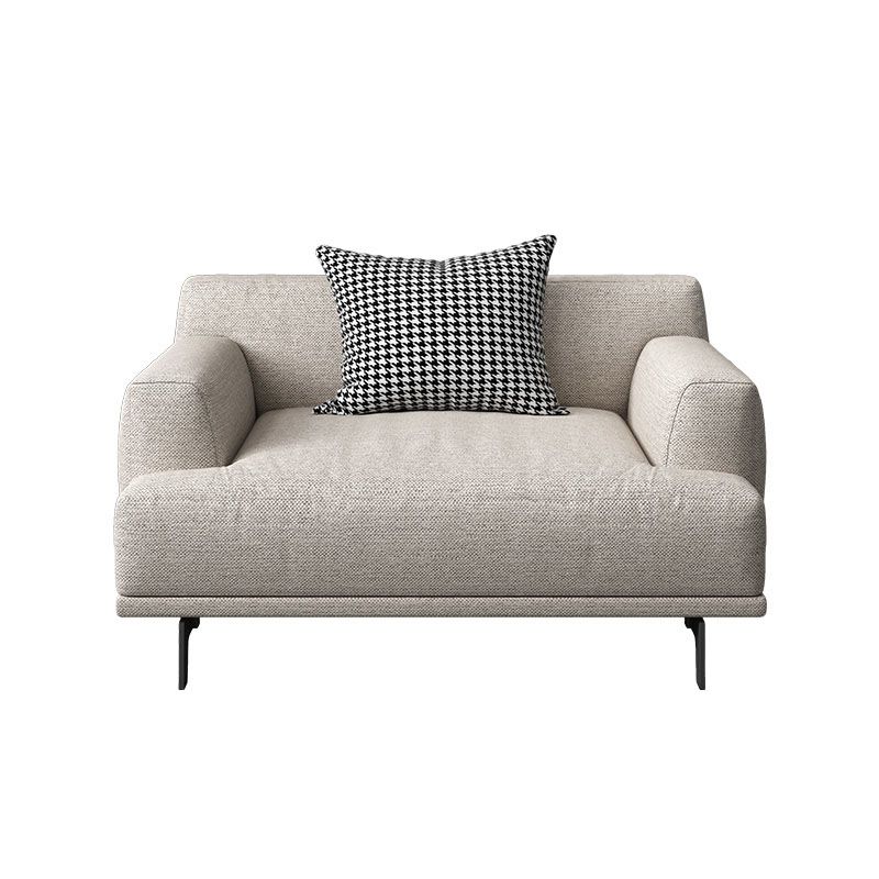Contemporary Living Room Beige Sofa Square Arm Standard Settee