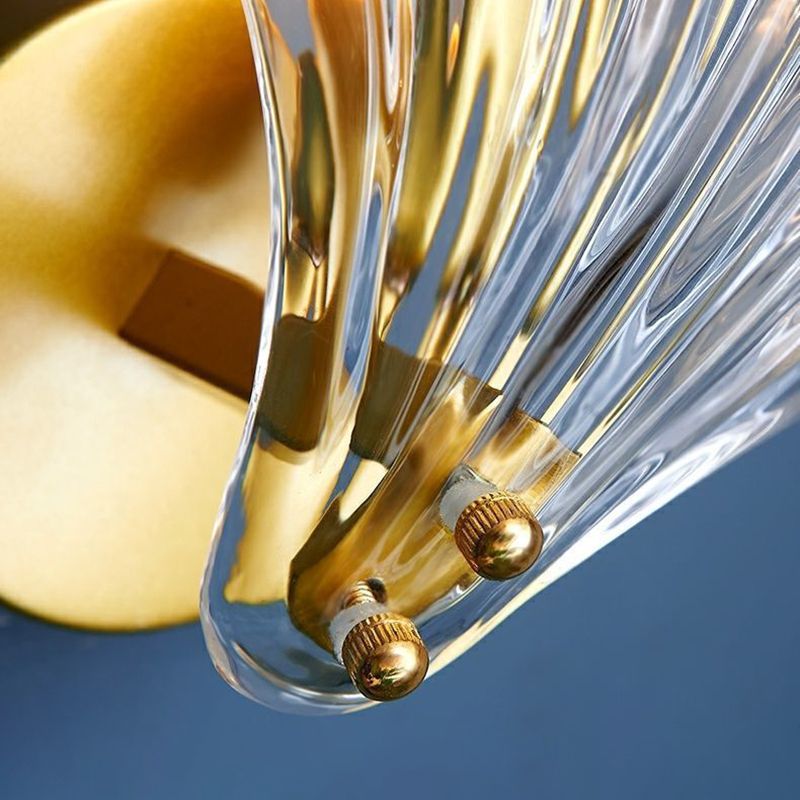 Contemporary Single Brass Bathroom Vanity Light LED Glass Shaded Bath Bar