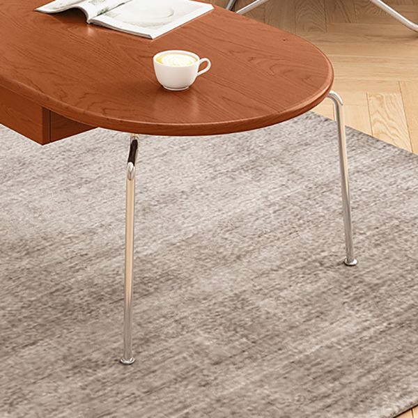 Steel 4 Legs Cocktail Table Oval Wood Top Coffee Table with Drawer